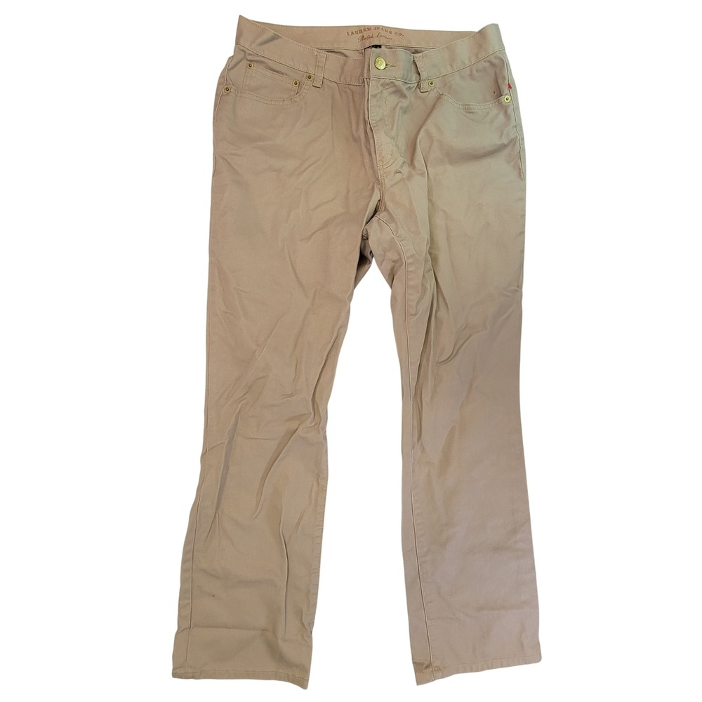 Lauren Jeans Co Ralph Lauren Khaki Straight Leg Pants Women Size 14